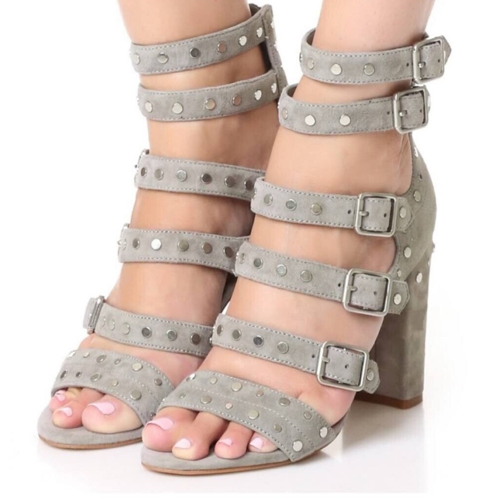 Sam Edelman York  Suede Studded  Gray Strappy Heels Size 7